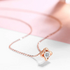 Star Bezel Set Solitaire Lab Grown Diamond Necklace in 18K Rose Gold