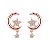 Star Moon-Shape Lab Grown Diamond Stud Earrings 18K Rose Gold