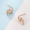 Star Moon-Shape Lab Grown Diamond Stud Earrings 18K Rose Gold