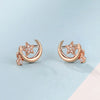 Star Moon-Shape Lab Grown Diamond Stud Earrings 18K Rose Gold