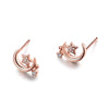 Star Moon-Shape Lab Grown Diamond Stud Earrings 18K Rose Gold