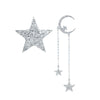 Star and Moon Shape Lab Grown Diamond Stud Earrings 18K White Gold