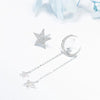Star and Moon Shape Lab Grown Diamond Stud Earrings 18K White Gold