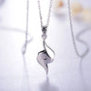 Swirl Solitaire Lab Grown Diamond Necklace in 18K White Gold