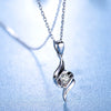 Swirl Solitaire Lab Grown Diamond Necklace in 18K White Gold