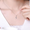 Swirl Solitaire Lab Grown Diamond Necklace in 18K White Gold
