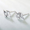 Swirl Solitaire Lab Grown Diamond Stud Earrings 18K White Gold