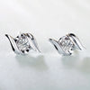 Swirl Solitaire Lab Grown Diamond Stud Earrings 18K White Gold
