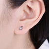 Swirl Solitaire Lab Grown Diamond Stud Earrings 18K White Gold