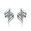 Swirl Solitaire Lab Grown Diamond Stud Earrings 18K White Gold