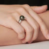 Tahitian South Sea Round Black Pearl Ring