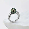 Tahitian South Sea Round Black Pearl Ring