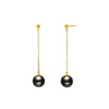 Tahitian South Sea Round Pearl Chain Earrings 18k Yellow Gold