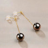 Tahitian South Sea Round Pearl Chain Earrings 18k Yellow Gold