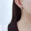 Tahitian South Sea Round Pearl Diamond Stud Earrings 18k Yellow Gold