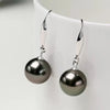 Tahitian South Sea Round Pearl Drop Earrings 18k White Gold