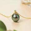 Tahitian South Sea Round Pearl Hope Necklace 18K Yellow Gold