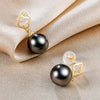Tahitian South Sea Round Pearl Stud Earrings 18k Yellow Gold