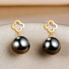 Tahitian South Sea Round Pearl Stud Earrings 18k Yellow Gold