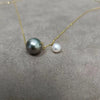 Tahitian South Sea Round Pearl with Japanese Akoya Pearl Necklace 18K Yellow Gold