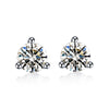 Three-Prong Round Lab Grown Diamond Stud Earrings 18K White Gold