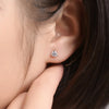 Three-Prong Round Lab Grown Diamond Stud Earrings 18K White Gold
