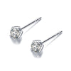 Three-Prong Round Lab Grown Diamond Stud Earrings 18K White Gold