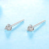 Three-Prong Round Lab Grown Diamond Stud Earrings 18K White Gold