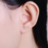 Three-Prong Round Lab Grown Diamond Stud Earrings 18K White Gold
