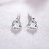 Three-Prong Round Lab Grown Diamond Stud Earrings 18K White Gold