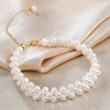 Triple White Round Freshwater Pearl Bracelet AAA Grade