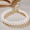 Triple White Round Freshwater Pearl Bracelet AAA Grade