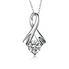 Twisted Bezel Set Lab Grown Diamond Necklace 18K White Gold