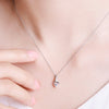Twisted Bezel Set Lab Grown Diamond Necklace 18K White Gold