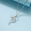 Twisted Bezel Set Lab Grown Diamond Necklace in 18K White Gold