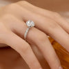 Twisted Pavé Floral Halo Lab Grown Diamond Ring in 18K White Gold