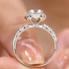 Twisted Pavé Floral Halo Lab Grown Diamond Ring in 18K White Gold