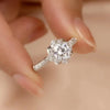 Twisted Pavé Floral Halo Lab Grown Diamond Ring in 18K White Gold