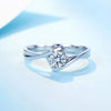 Twisted Swirl Solitaire Lab Grown Diamond Ring in 18K White Gold