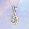 Two Tone Double Teardrop Halo Diamond Pendant Setting
