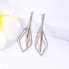 Two Tone Lozenge-shaped Lab Grown Diamond Drop Earrings 18K White Gold