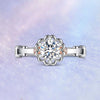 Two Tone Pavé Floral Halo Style Diamond Engagement Ring Setting