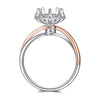 Two Tone Twisted Floral Halo Style Diamond Engagement Ring Setting