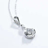 Vertical Bar Drop Halo Lab Grown Diamond Necklace 18K White Gold