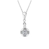 Vertical Bar Drop Halo Lab Grown Diamond Necklace 18K White Gold