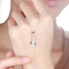 Vertical Bar Drop Halo Lab Grown Diamond Necklace 18K White Gold