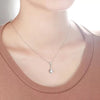 Vertical Bar Drop Halo Lab Grown Diamond Necklace 18K White Gold