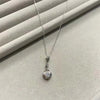 Vertical Bar Drop Halo Lab Grown Diamond Necklace 18K White Gold