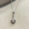 Vertical Bar Drop Halo Lab Grown Diamond Necklace 18K White Gold