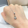 Vertical Bar Drop Halo Lab Grown Diamond Necklace 18K White Gold